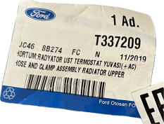 FORD HADICE CHLADIČE, TRUBKA CHLADÍCÍHO SYSTÉMU JC46 8B274, T337209, T337207